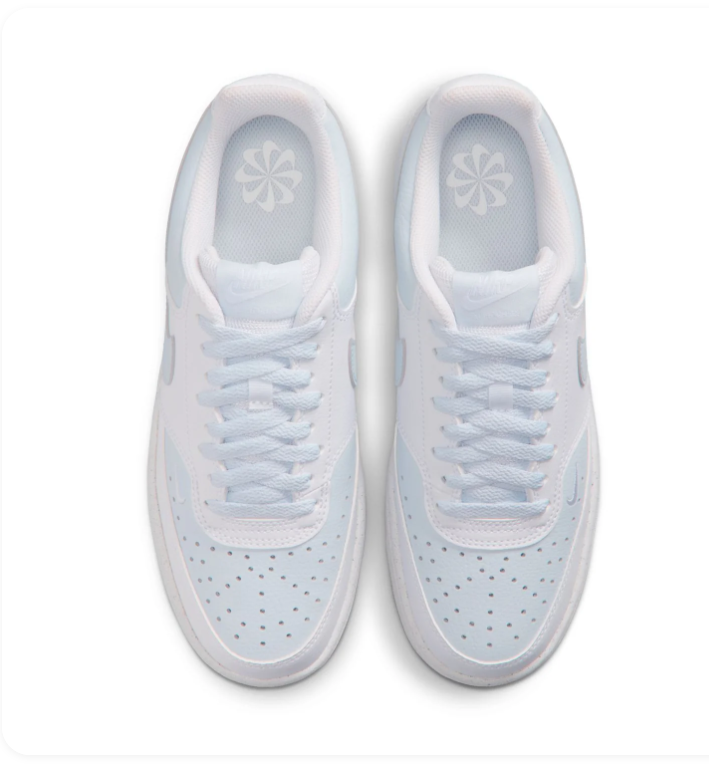 Nike White Low-Top Sneakers with Pale Blue Swoosh