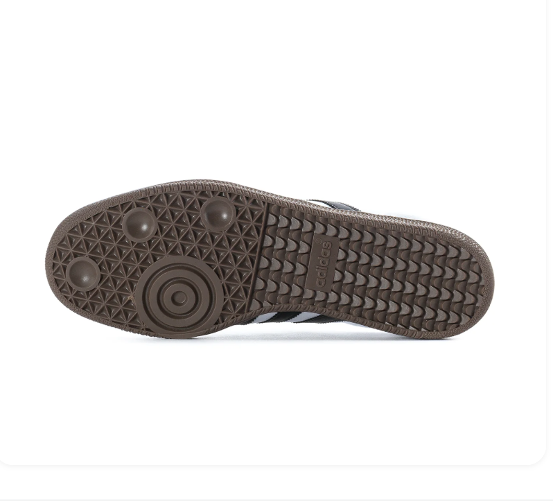 Adidas Samba White Sneakers with Black Stripes and Dark Gum Sole