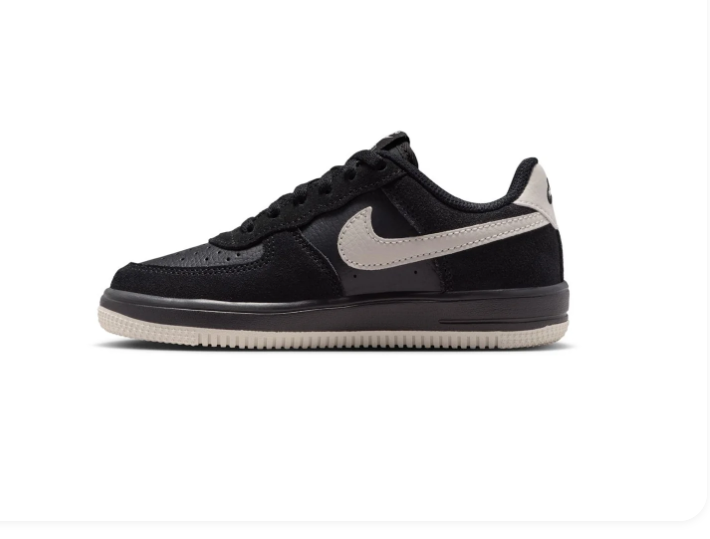 Nike Air Force 1 Black Low-Top Sneakers with Cream Swoosh and Sole Trim