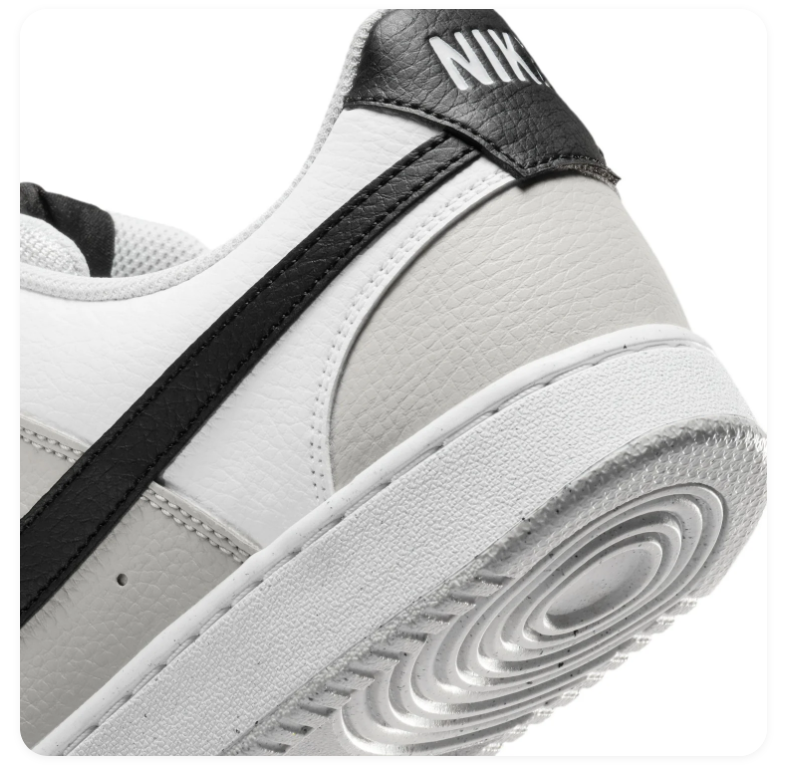 Nike Court Vision Low White and Light Grey Sneakers with Black Swoosh