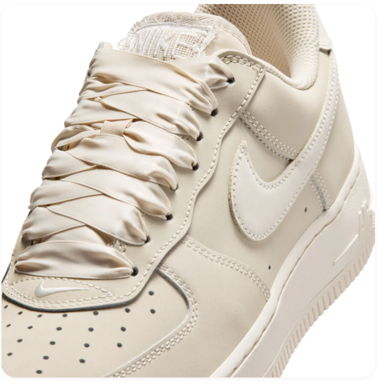 Nike Air Force 1 Cream Low-Top Sneakers with Satin-Style Laces