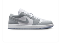 Air Jordan 1 Low Grey and White Sneakers with Translucent Outsole
