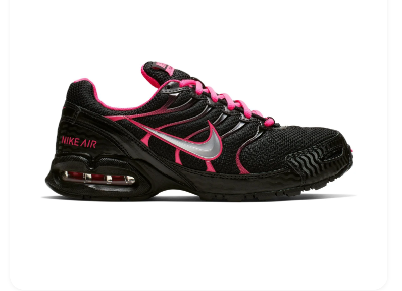 Nike Air Torch 4 Black Sneakers with Hot Pink and Silver Accents