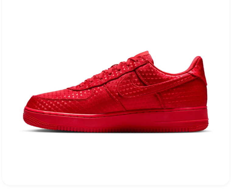 Nike Air Force 1 All-Red Low-Top Sneakers with Textured Detailing