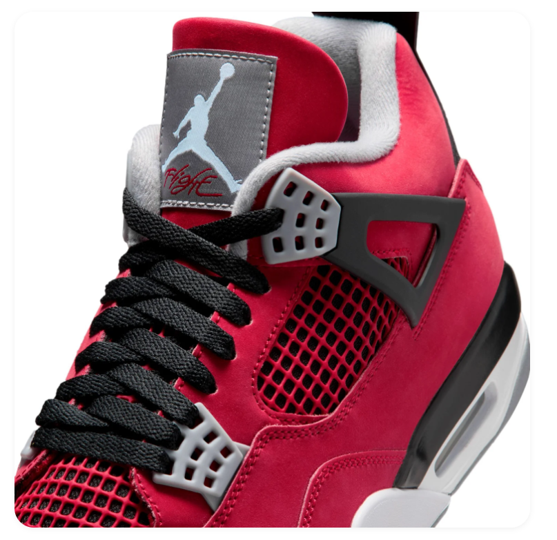 Air Jordan 4 Red Sneakers with Black and Grey Accents