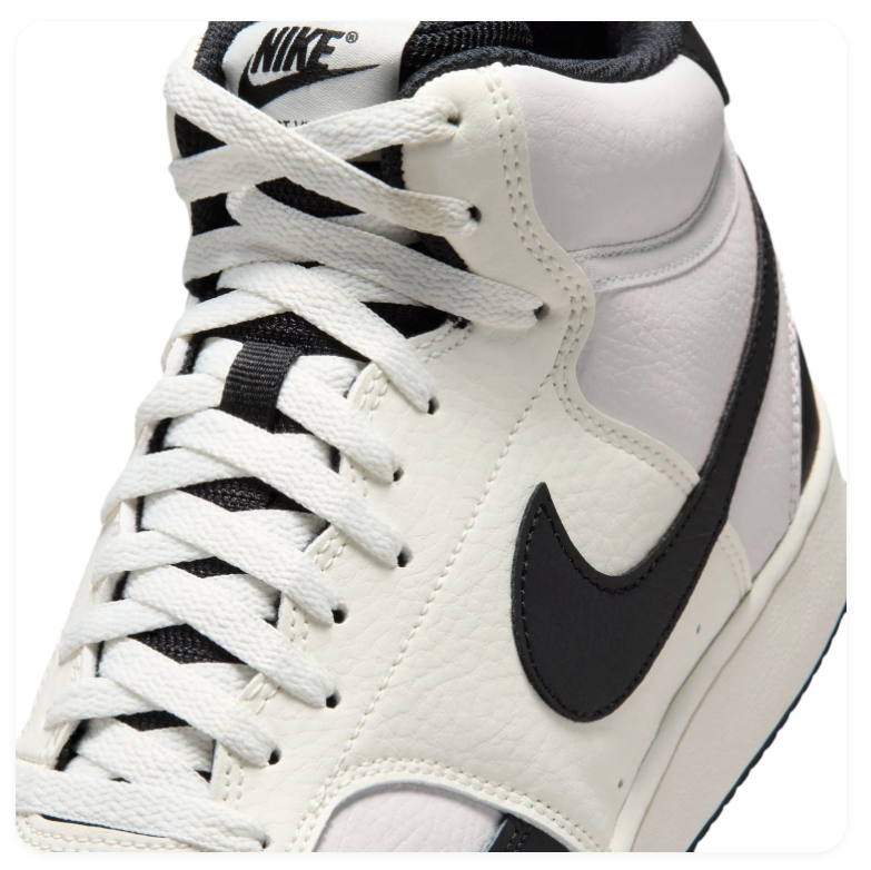 Nike White and Black High-Top Sneakers with Cream Accents