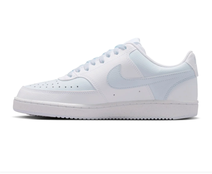 Nike White Low-Top Sneakers with Pale Blue Swoosh
