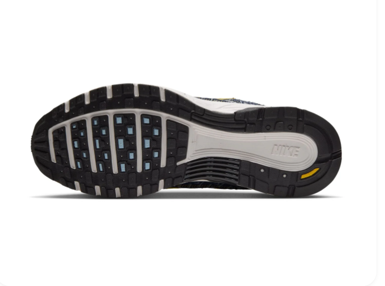 Nike Navy Patterned Mesh Sneakers with Yellow-Outlined Black Swoosh