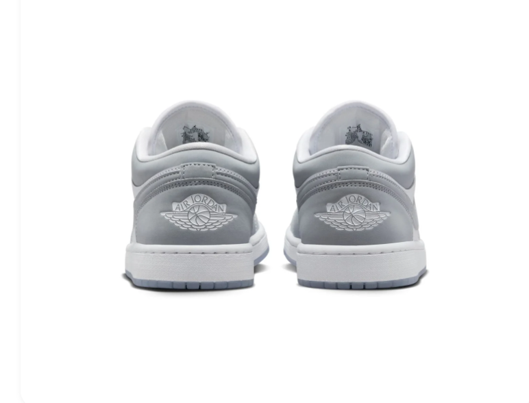 Air Jordan 1 Low Grey and White Sneakers with Translucent Outsole
