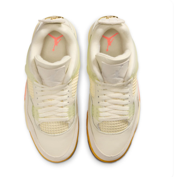 Air Jordan 4 Cream Sneakers with Orange and Peach Accents