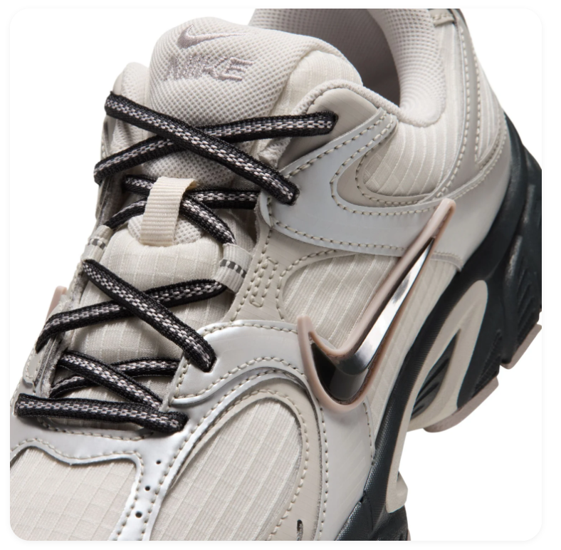 Nike Cream and Metallic Silver Sneakers with Black Sculpted Sole