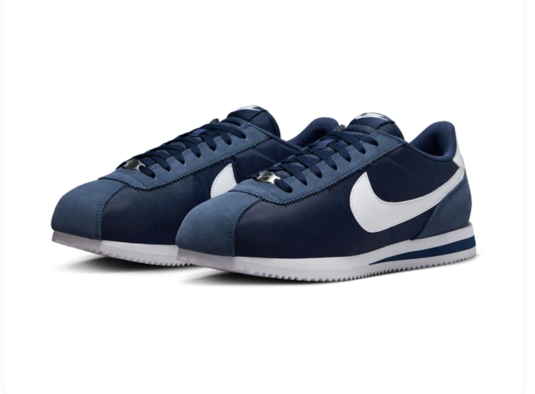 Nike Cortez Navy Blue Sneakers with White Swoosh