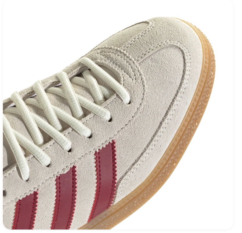 Adidas Handball Spezial Cream Sneakers with Burgundy Stripes and Gum Sole