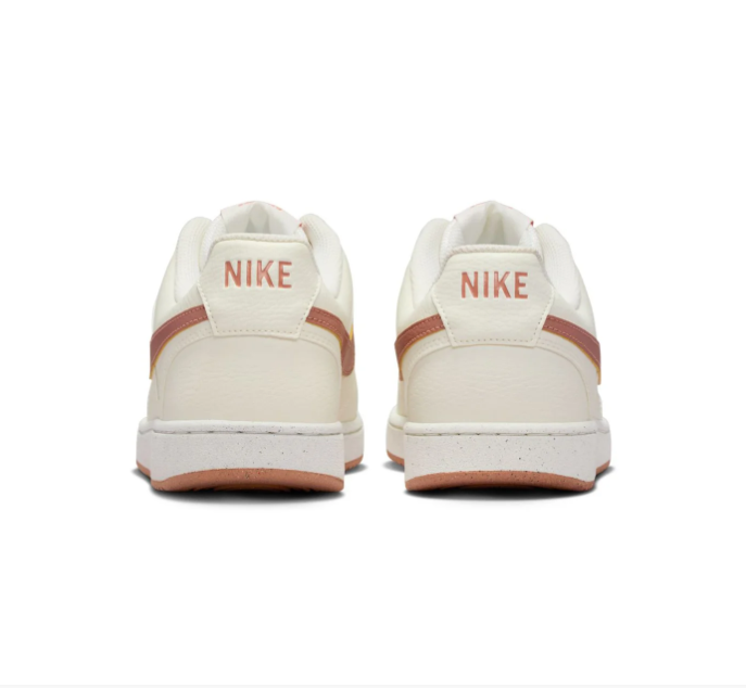 Nike Court Vision Low Cream Sneakers with Dusty Rose Swoosh