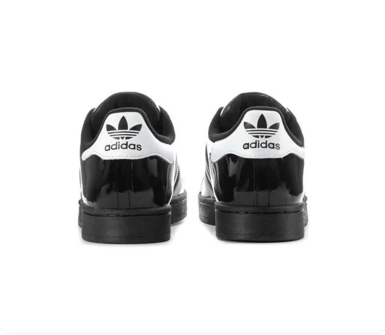 Adidas Superstar Glossy Black Sneakers with White Stripes and Black Shell Toe