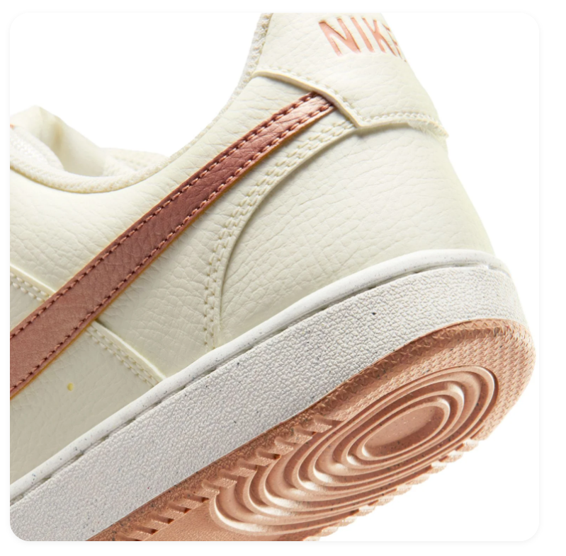 Nike Court Vision Low Cream Sneakers with Dusty Rose Swoosh