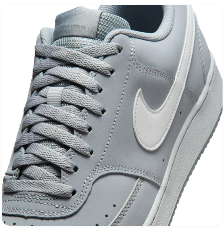 Nike Court Vision Low Light Grey Sneakers with White Swoosh