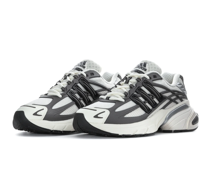 Adidas Adistar White and Grey Sneakers with Black Stripes and Silver Accents