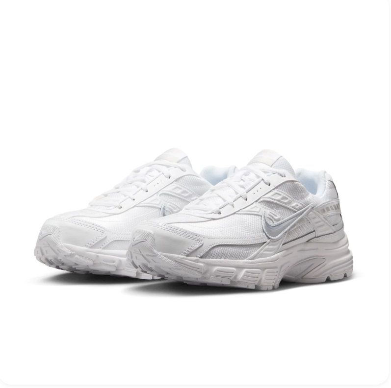 Nike White Mesh Sneakers with Silver Swoosh Accents