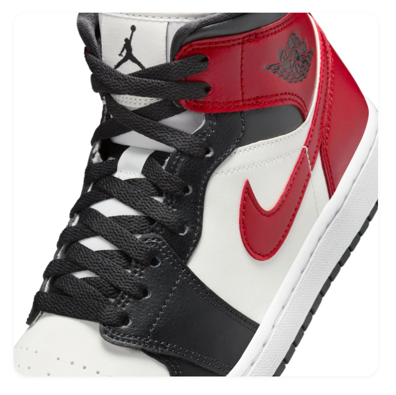 Air Jordan 1 Mid Black, White and Red Sneakers