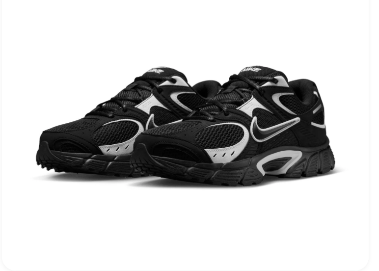 Nike Black Mesh Sneakers with Silver Accents and Chunky Sole