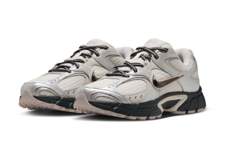 Nike Cream and Metallic Silver Sneakers with Black Sculpted Sole