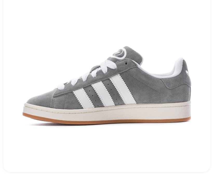Adidas Campus Grey Sneakers with White Stripes and Gum Outsole