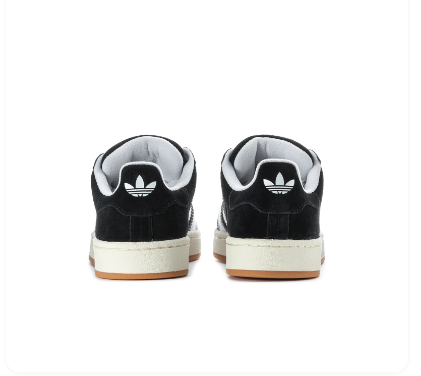 Adidas Campus Black Sneakers with White Stripes and Cream Midsole