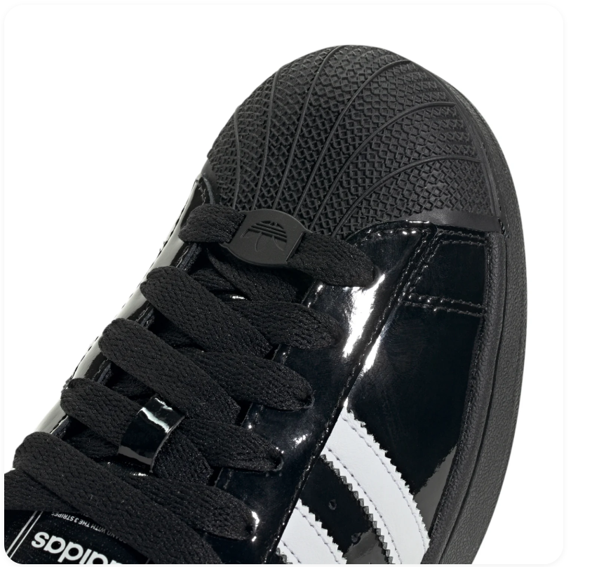 Adidas Superstar Glossy Black Sneakers with White Stripes and Black Shell Toe