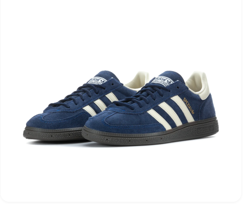 Adidas Handball Spezial Navy Sneakers with Cream Stripes and Dark Sole