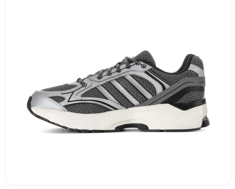 Adidas Grey Mesh Sneakers with Metallic Silver Accents