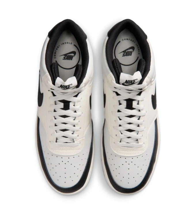Nike White and Black High-Top Sneakers with Cream Accents