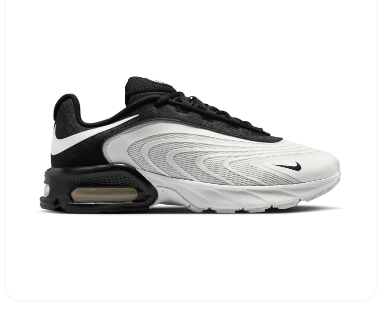 Nike Air Max White and Black Sneakers with Grey Wave Detailing