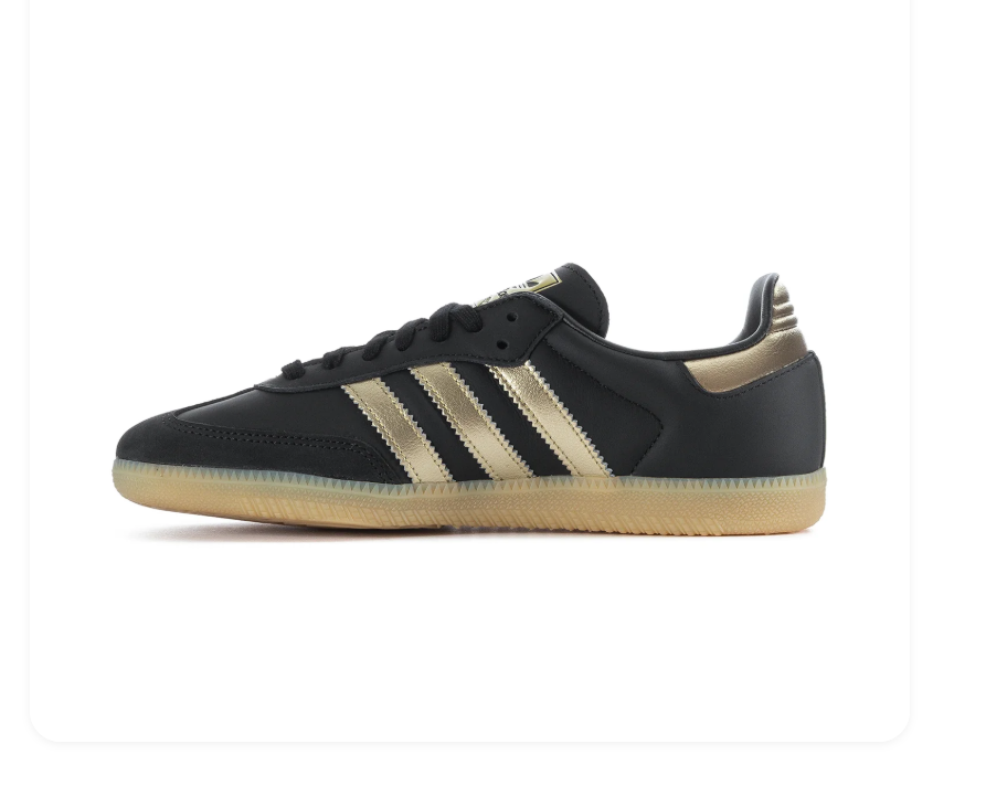 Adidas Samba Black Sneakers with Metallic Gold Stripes and Gum Sole