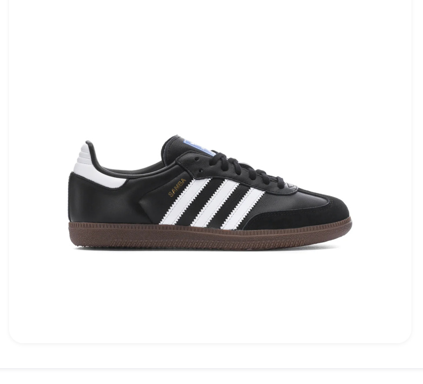 Adidas Samba Black Sneakers with White Stripes and Dark Gum Sole