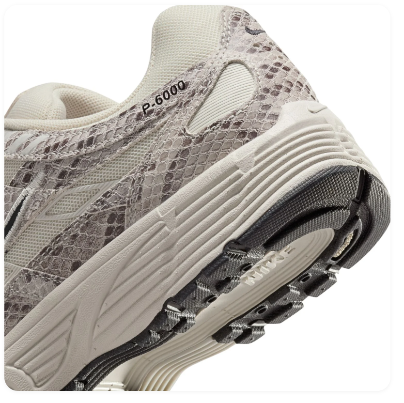 Nike P-6000 Cream Snakeskin Print Sneakers with Black Swoosh