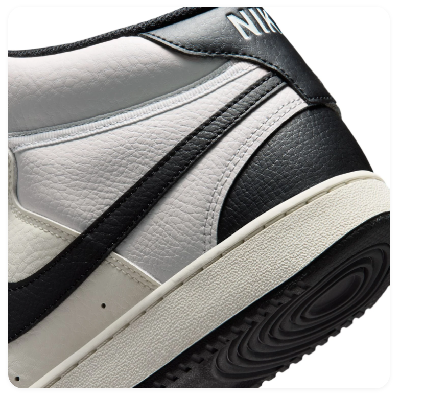 Nike White and Black High-Top Sneakers with Cream Accents