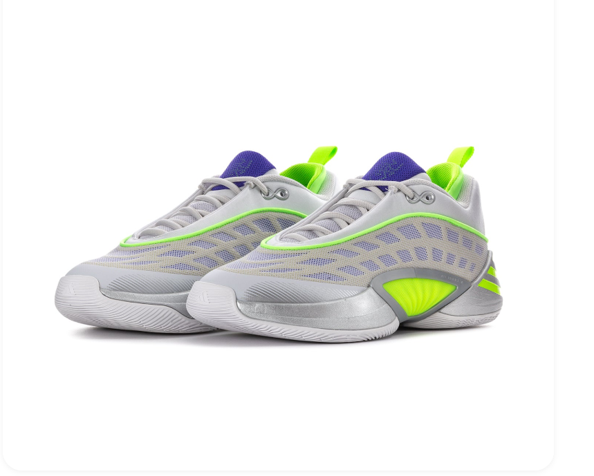 Adidas Light Grey Sneakers with Neon Lime and Purple Accents