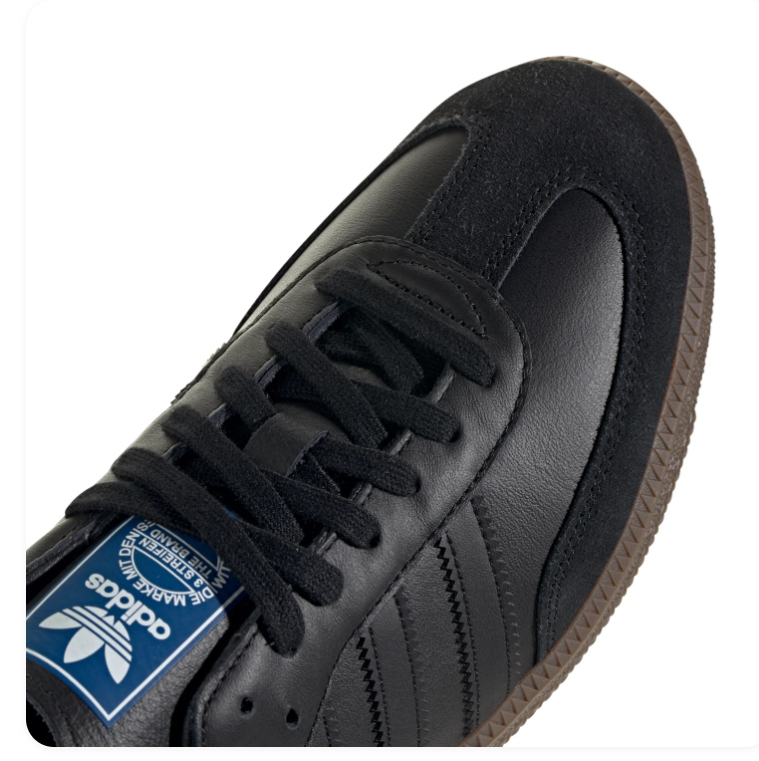 Adidas Samba Black Sneakers with Tonal Stripes and Dark Gum Sole