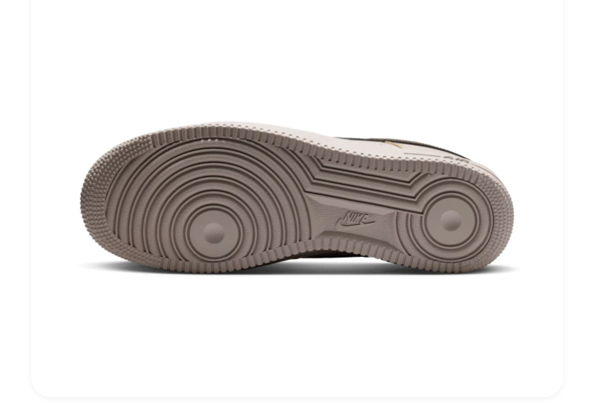 Nike Air Force 1 Light Taupe Low-Top Sneakers with Dark Brown Swoosh