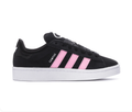 Adidas Campus Black Sneakers with Pink Stripes and White Sole
