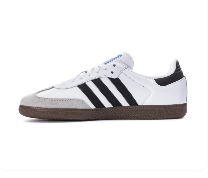 Adidas Samba White Sneakers with Black Stripes and Grey Toe Overlay