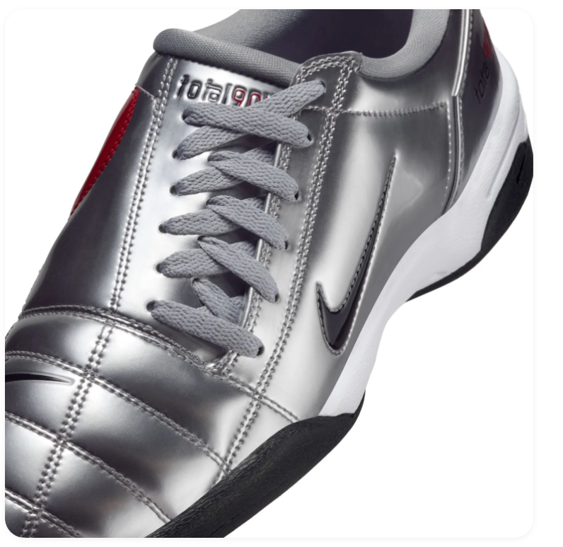 Nike Total 90 III Metallic Silver Sneakers with Red Accents