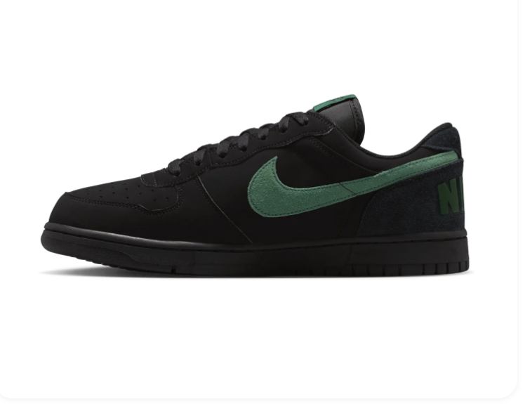 Nike Black Low-Top Sneakers with Green Swoosh