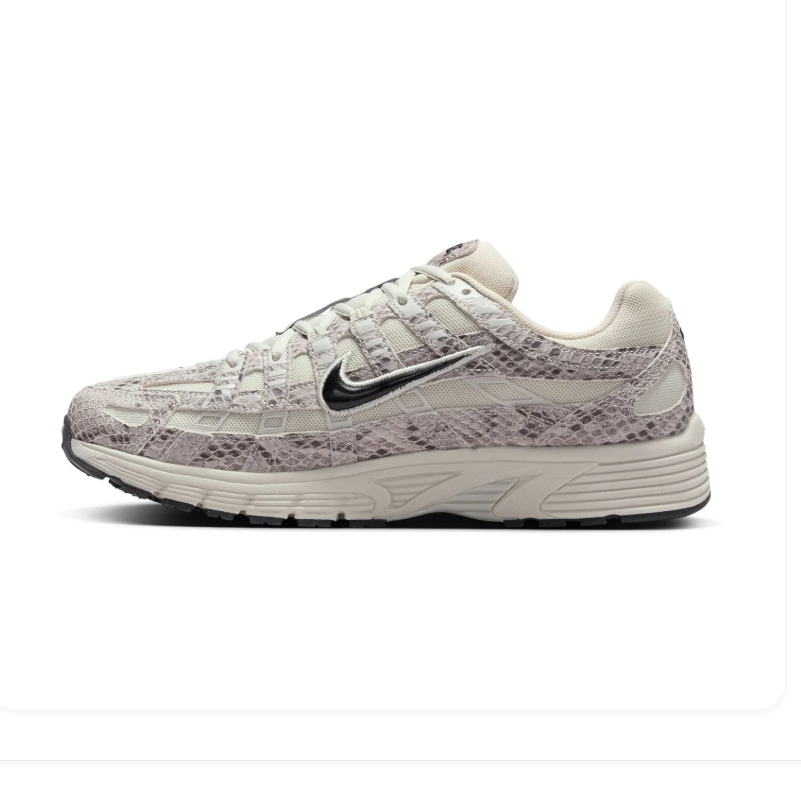 Nike P-6000 Cream Snakeskin Print Sneakers with Black Swoosh