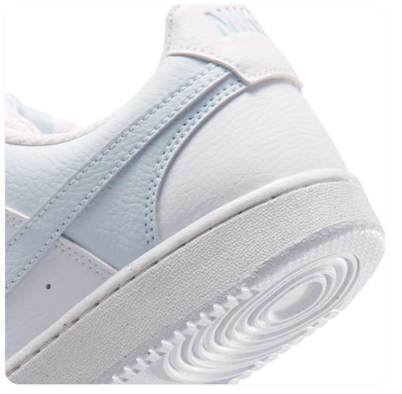 Nike White Low-Top Sneakers with Pale Blue Swoosh