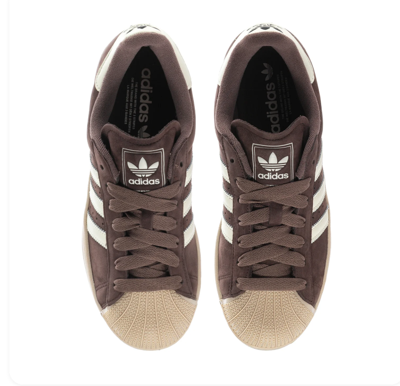 Adidas Superstar Brown Sneakers with Cream Stripes and Beige Shell Toe