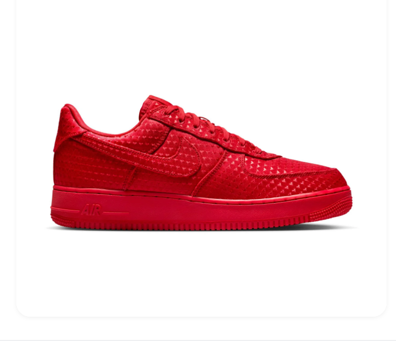 Nike Air Force 1 All-Red Low-Top Sneakers with Textured Detailing