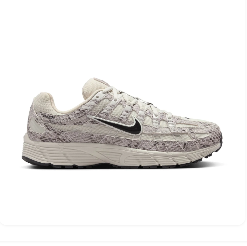 Nike P-6000 Cream Snakeskin Print Sneakers with Black Swoosh