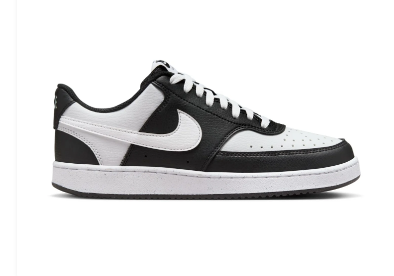 Nike Court Vision Low Black and White Sneakers with White Swoosh